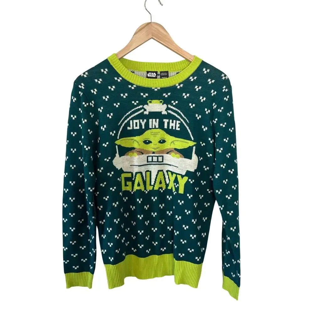 Star Wars Baby Yoda Grogu Joy in the Galaxy Sweater Size Small Men's
